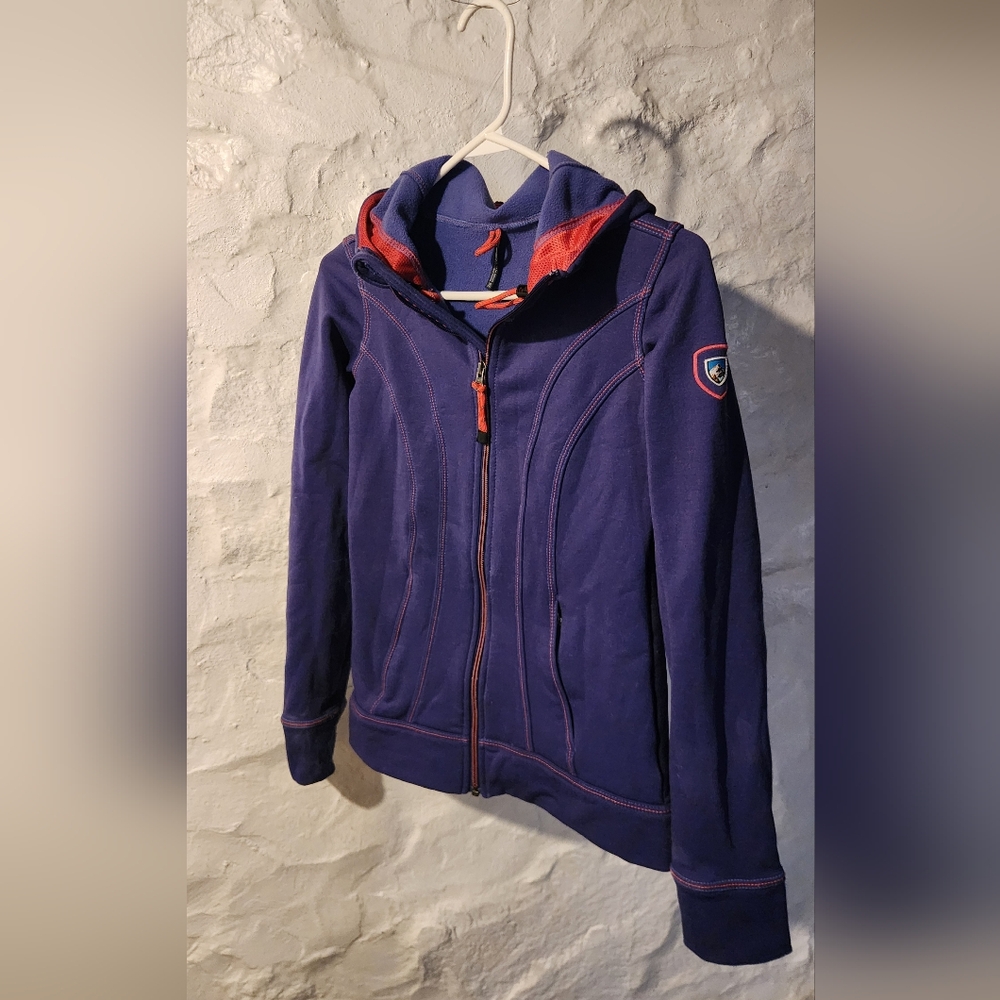 Vintage Kuhl Royal Blue Fleece Full Zip Hoodie XS Red Contrast Stitch Gorpcore